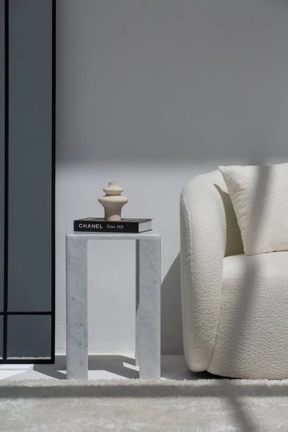 Table d'appoint en marbre Bianco Carrara C (2 tailles) - Modernista Maroc