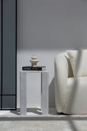 Table d'appoint en marbre Bianco Carrara C (2 tailles) - Modernista Maroc