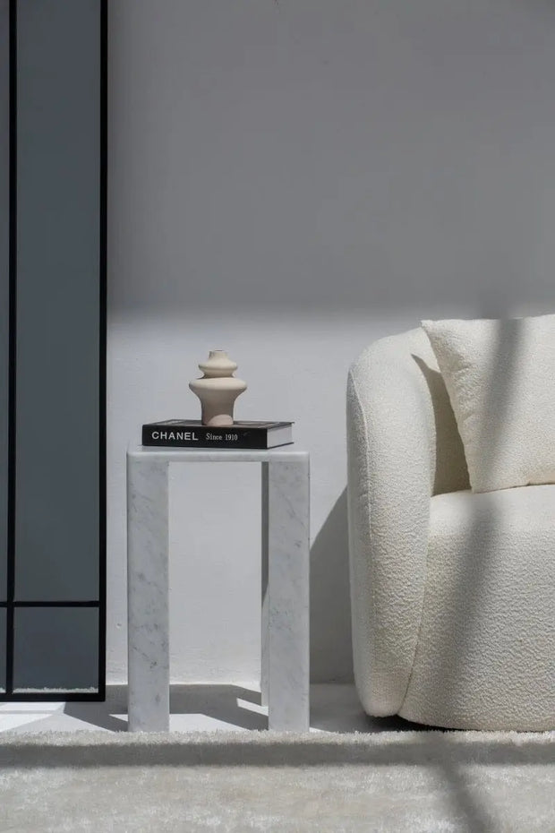 Table d'appoint en marbre Bianco Carrara C (2 tailles) - Modernista Maroc