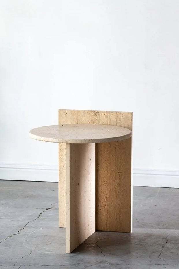 Table d'appoint ronde en travertin - Modernista Maroc