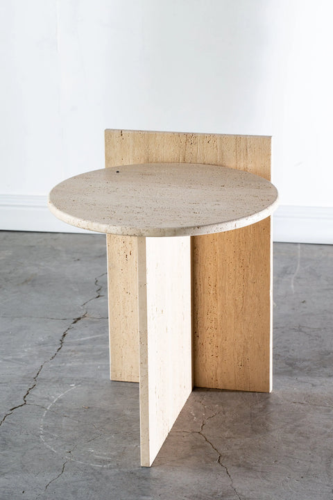 Table d'appoint ronde en travertin - Modernista Maroc