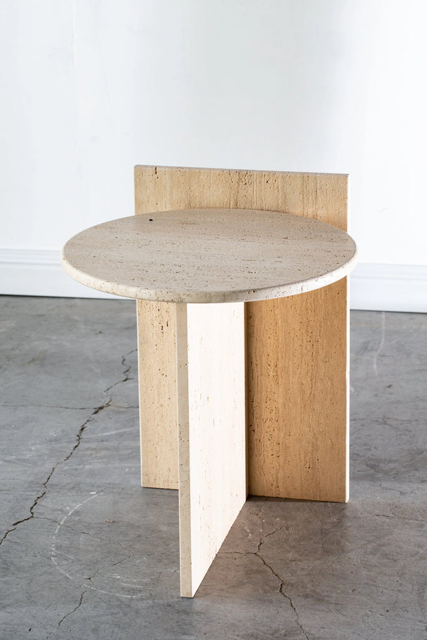 Table d'appoint ronde en travertin - Modernista Maroc