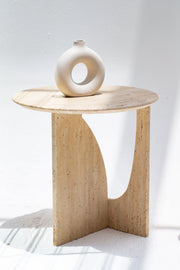 Table d'appoint ronde en travertin - Modernista Maroc