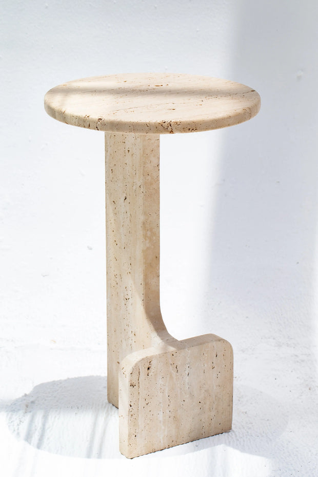 Table d'appoint ronde en travertin - Modernista Maroc