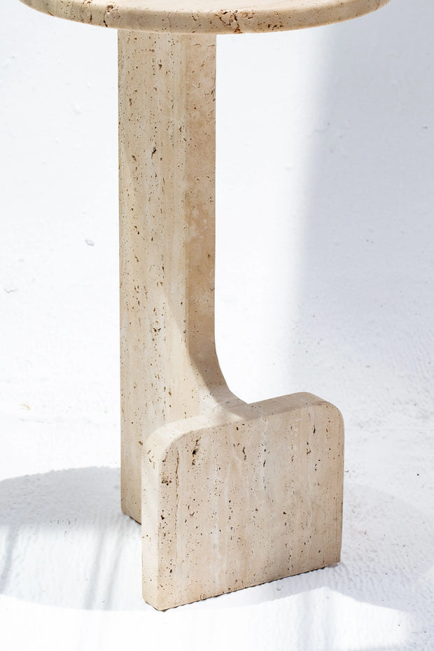 Table d'appoint ronde en travertin - Modernista Maroc