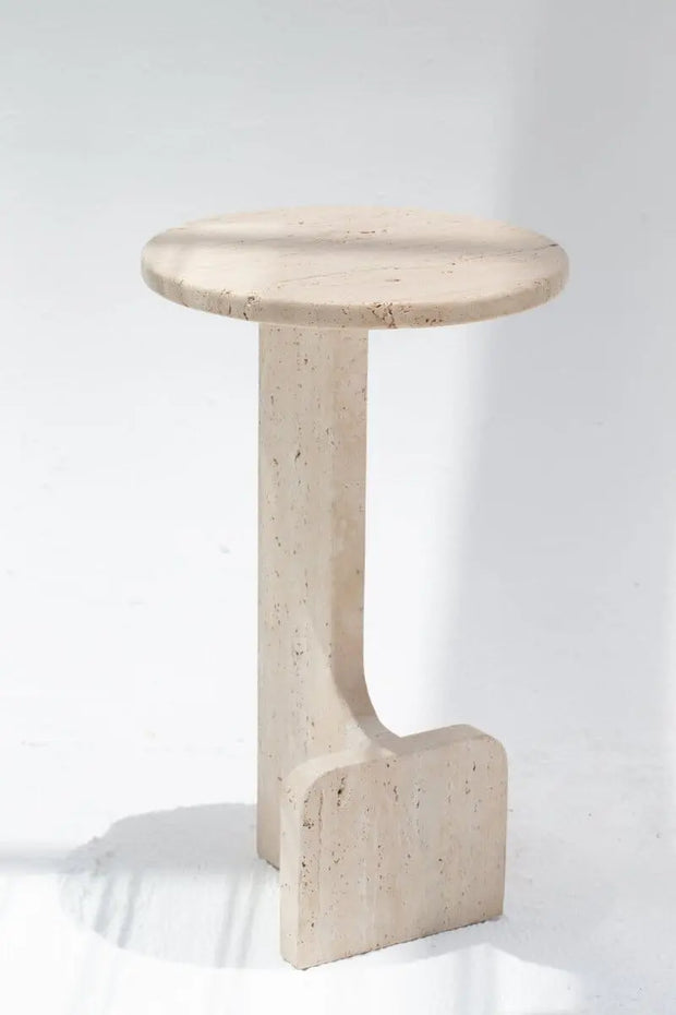 Table d'appoint ronde en travertin - Modernista Maroc