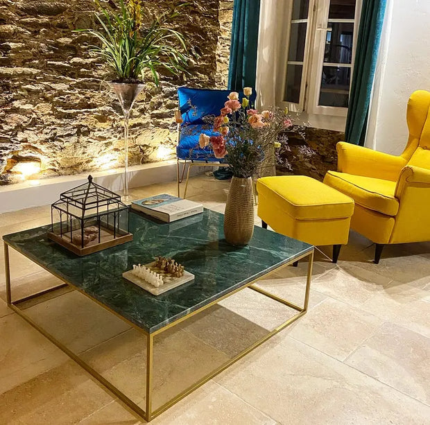 Table basse en Marbre Vert Guatemala - Modernista Maroc
