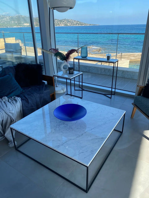 Table Basse en Marbre Blanc de Carrare - Modernista Maroc