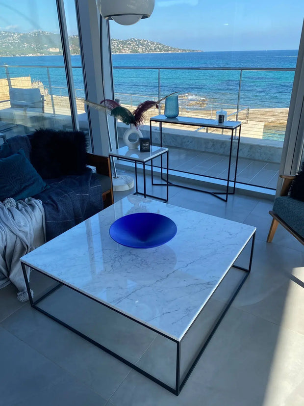 Table Basse en Marbre Blanc de Carrare - Modernista Maroc