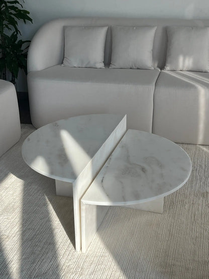 Table basse en marbre Blanc - Nola - Modernista Maroc