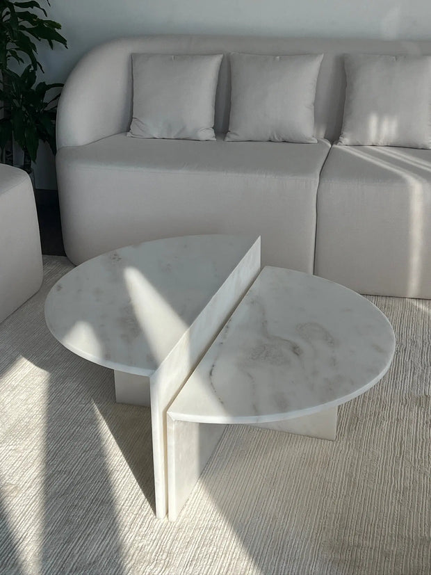 Table basse en marbre Blanc - Nola - Modernista Maroc