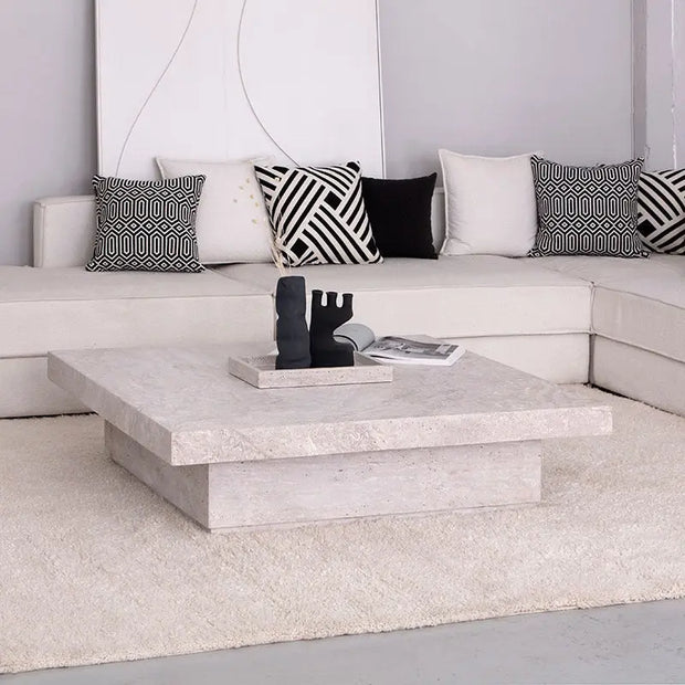 Table Basse en Travertin Oreste - Carré - Modernista Maroc