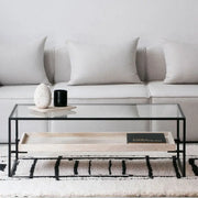 Table basse en verre et Travertin Minos - Modernista Maroc