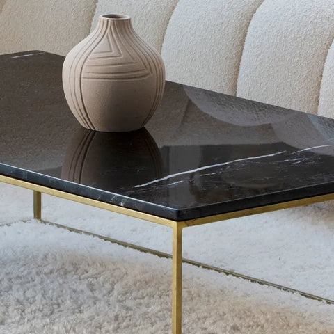 Table Basse Rectangulaire Dorée- Divers Marbre et Dimensions - Modernista Maroc