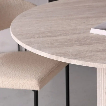 Table à manger ronde en travertin Thèbes