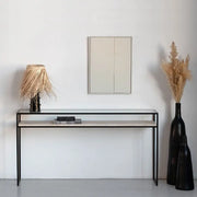 Console en Verre et Travertin Romulus - Modernista Maroc