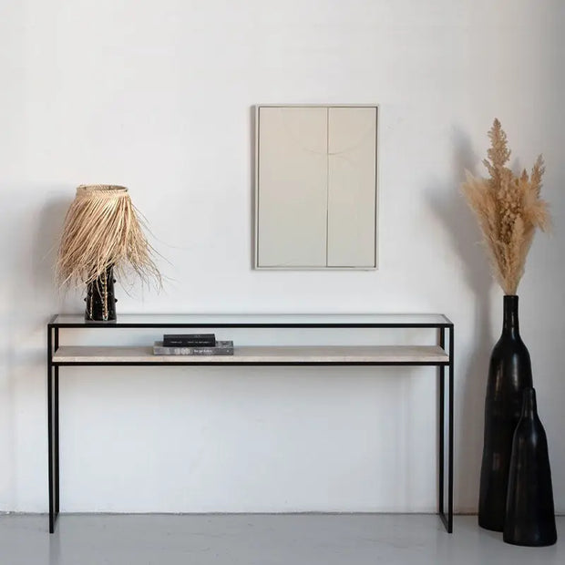 Console en Verre et Travertin Romulus - Modernista Maroc