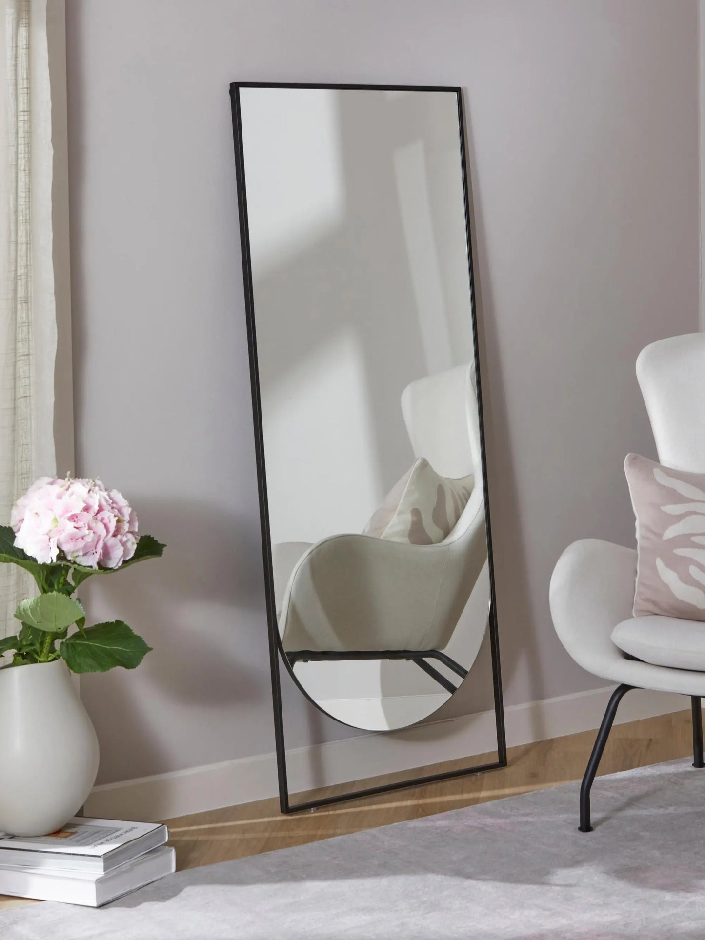 Miroir Noir Rectangulaire avec Détail Arrondi - 160 cm x 65 cm