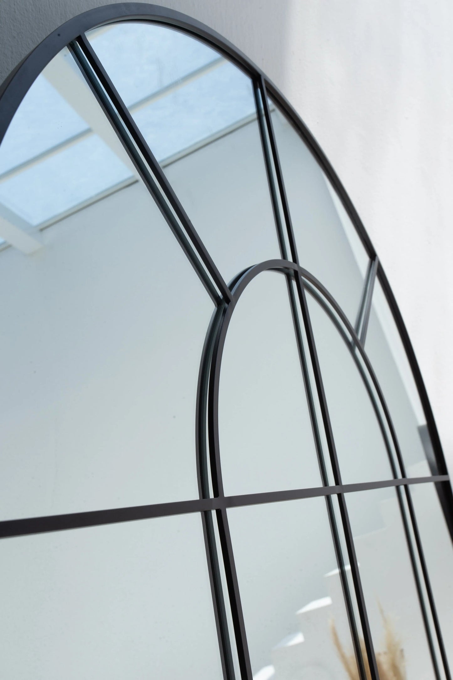 Grand Miroir Arqué Noir avec Grille