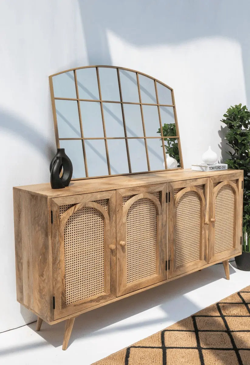 Miroir Doré avec Design en Grilles - Dimensions 120 x 80 cm