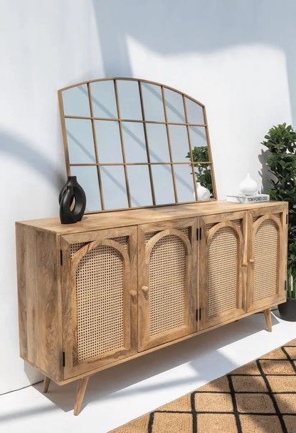 Miroir Doré avec Design en Grilles - Dimensions 120 x 80 cm