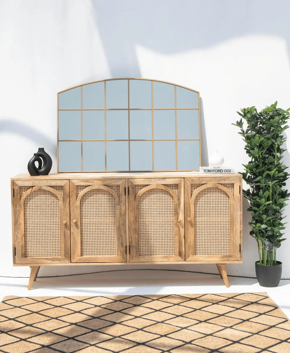 Miroir Doré avec Design en Grilles - Dimensions 120 x 80 cm