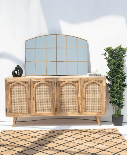 Miroir Doré avec Design en Grilles - Dimensions 120 x 80 cm