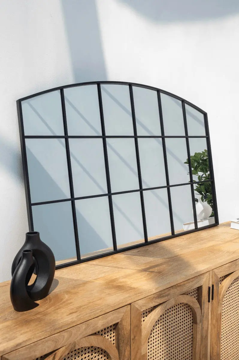 Miroir Noir avec Design en Grilles - Dimensions 120 x 80 cm