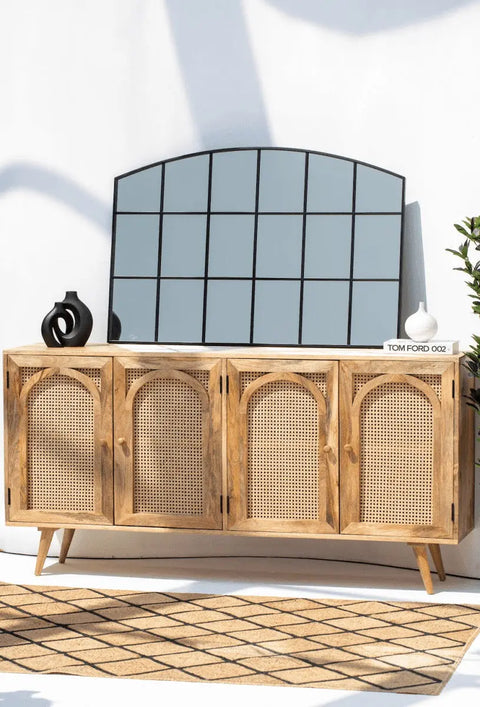 Miroir Noir avec Design en Grilles - Dimensions 120 x 80 cm