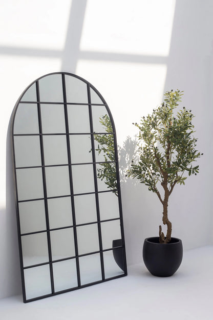 Grand Miroir Arqué Structuré Noir