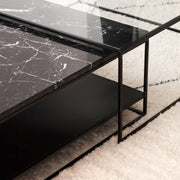 Duo de Tables Basses en Verre et Marbre Noir