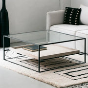 Table Basse Talia en Verre et Travertin