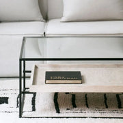 Table Basse Talia en Verre et Travertin