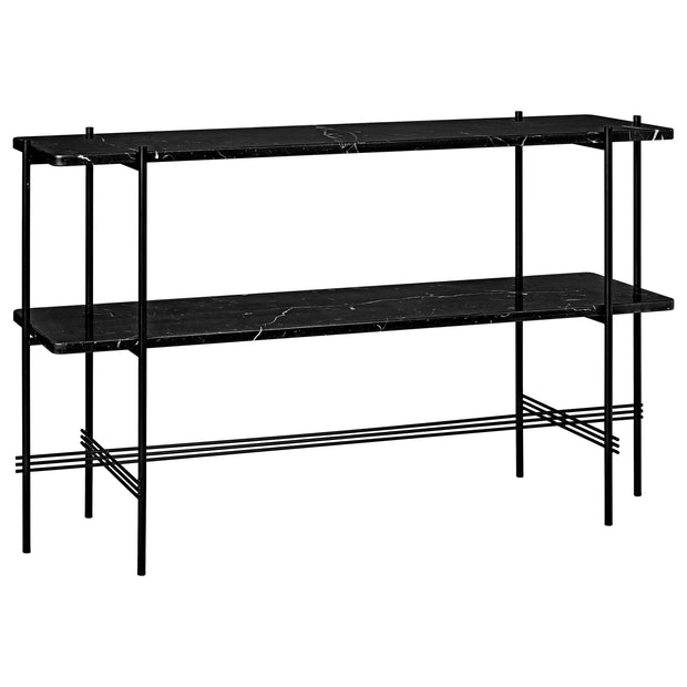 Console double plateau en marbre noir – Design minimaliste et lignes architecturales