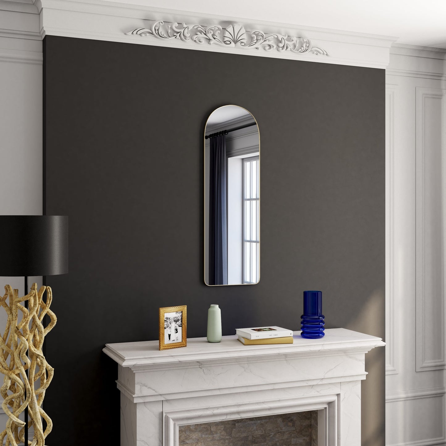 Miroir arche en métal noir 40x120cm