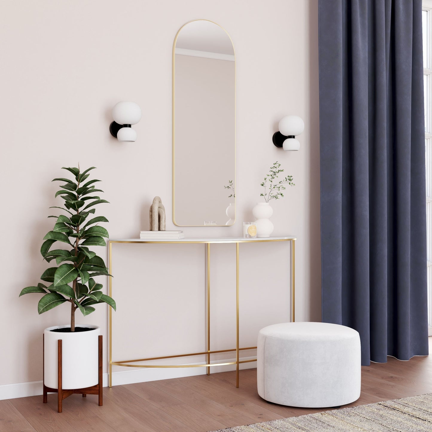 Miroir arche en métal noir 40x120cm