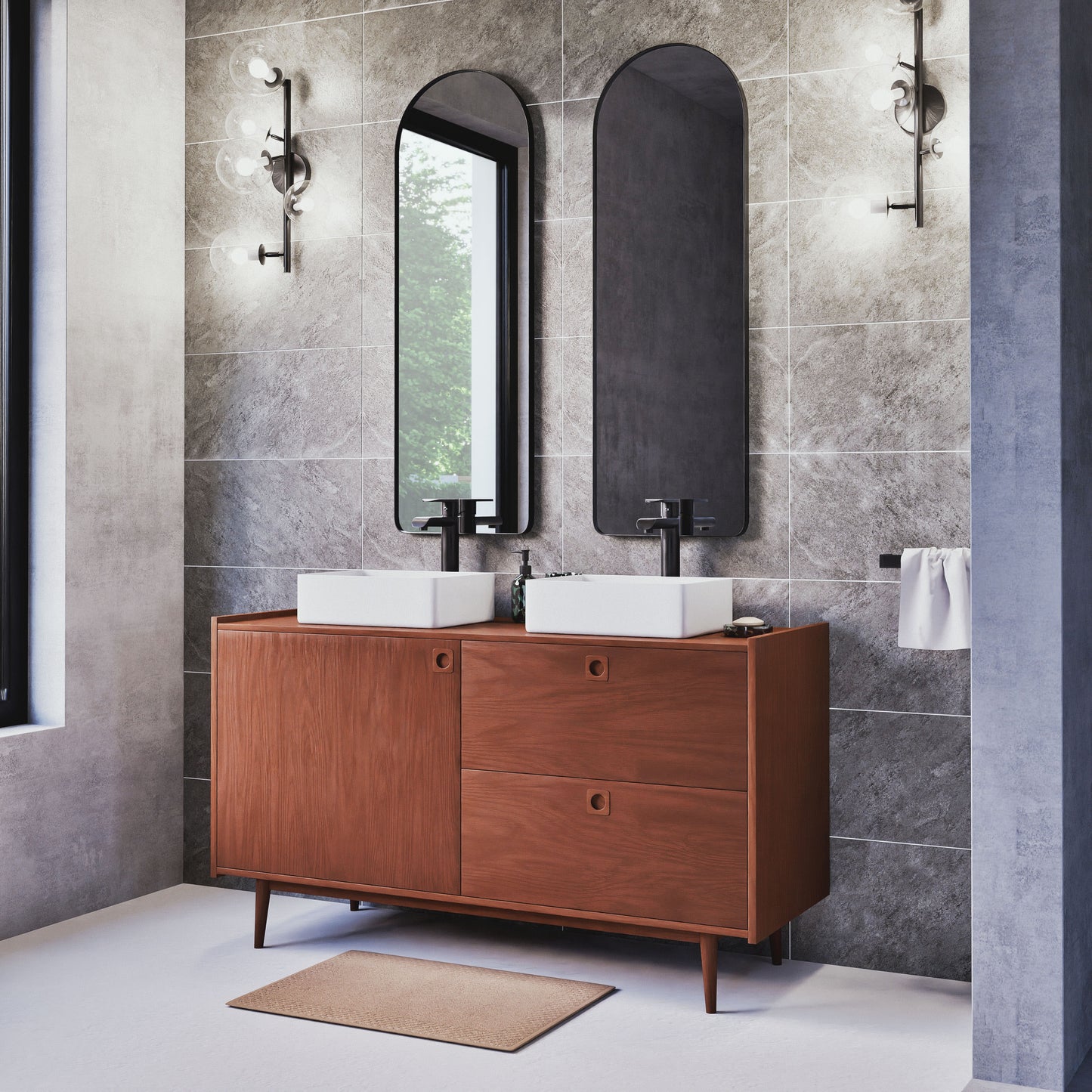 Miroir arche en métal noir 40x120cm