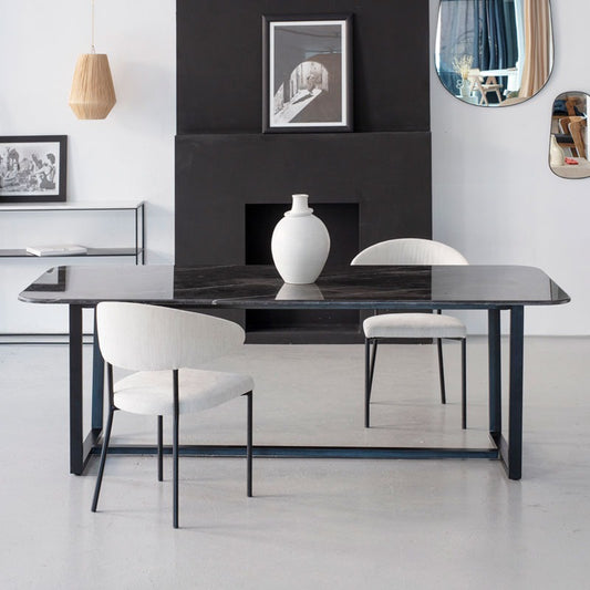 Table à manger rectangulaire en marbre noir