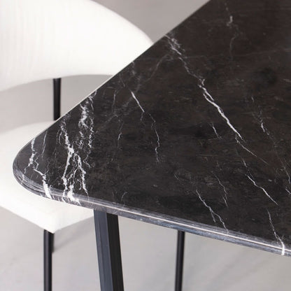 Table à manger rectangulaire en marbre noir