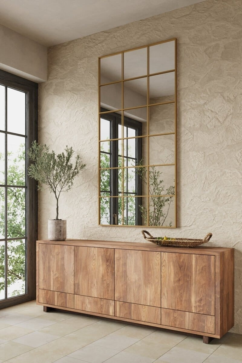 Miroir Fenêtre Rectangulaire Doré