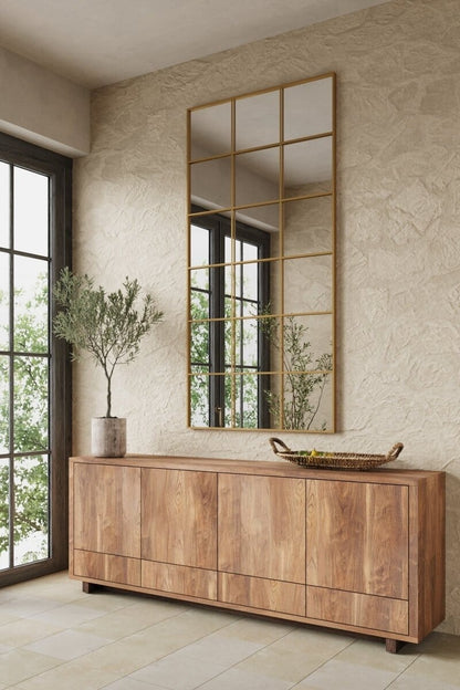 Miroir Fenêtre Rectangulaire Doré