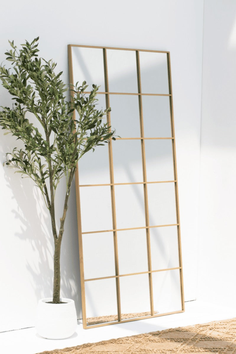 Miroir Fenêtre Rectangulaire Doré