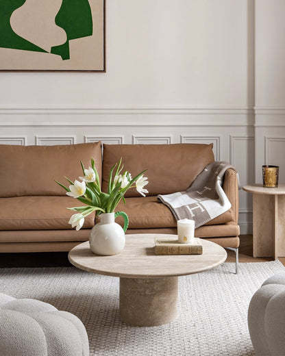 Table basse ronde en travertin Ariadne
