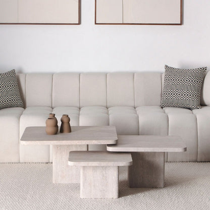 Trio de Tables Basses Solara en Travertin