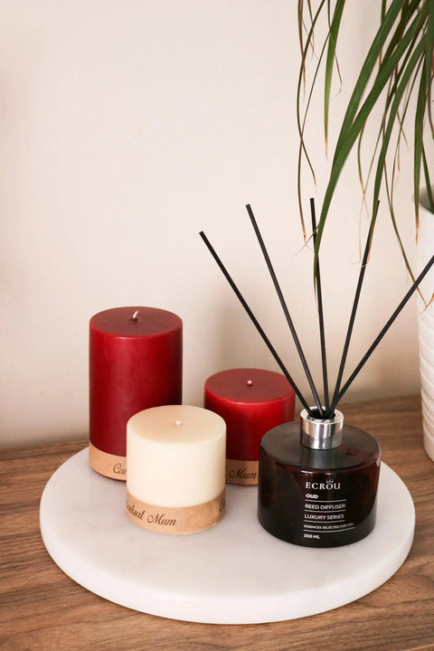 Plateau Rond en Véritable Marbre - Modernista Maroc