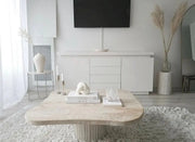 Table basse en travertin forme organique Ninive - Modernista Maroc