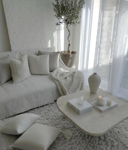 Table basse en travertin forme organique Ninive - Modernista Maroc