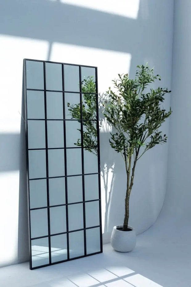 Grand Miroir Noir Structuré - Design en Trois Colonnes