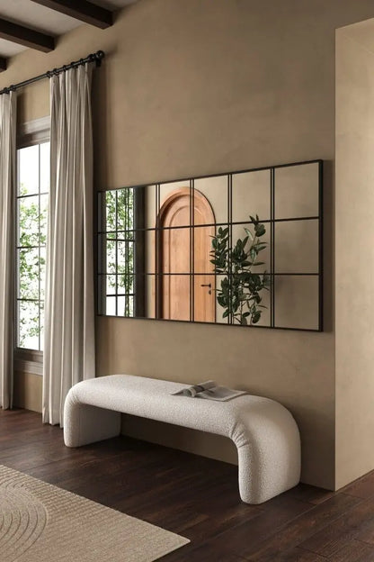 Grand Miroir Noir Structuré - Design en Trois Colonnes