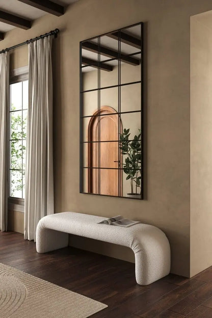 Grand Miroir Noir Structuré - Design en Trois Colonnes